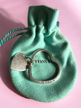 Tiffany & Co .925 Sterling Silver Heart Pendant & Key Ring Both Marked